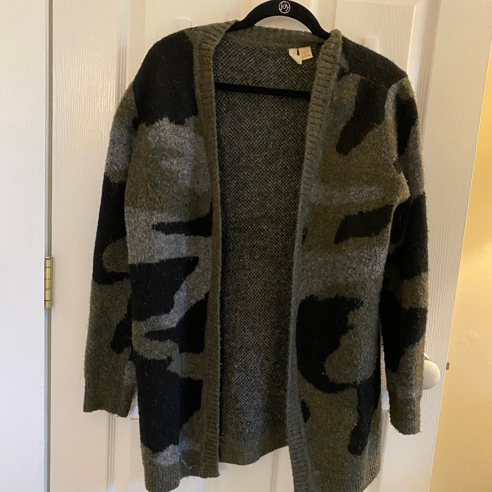 Anthropologie camo cardigan